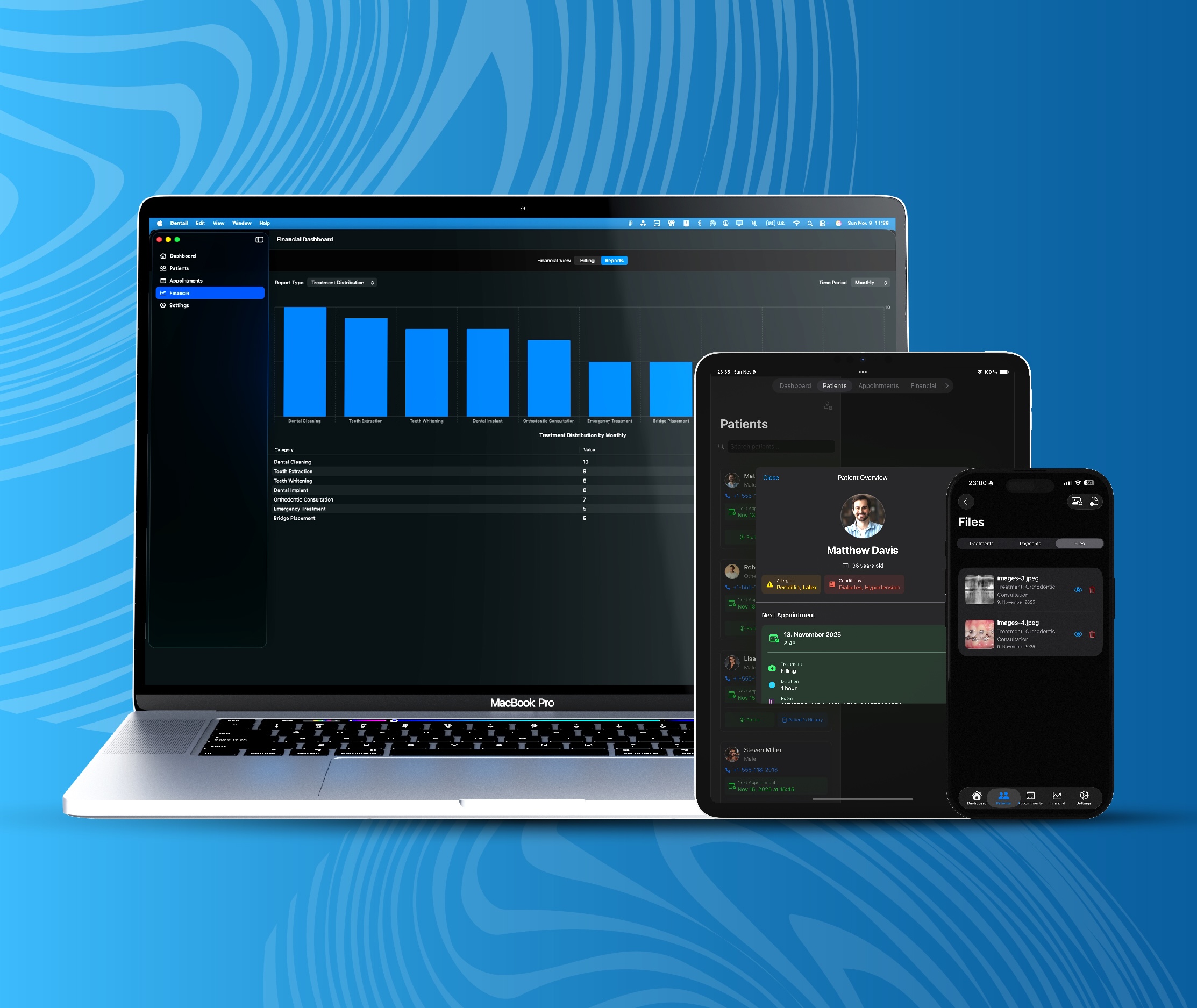 Dentail running on Mac, iPad, and iPhone